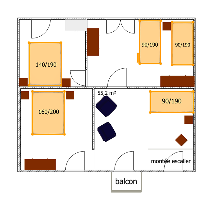Chalet des Mazieres - Plan etage - Bussang Vosges
